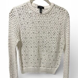 Aqua Women's Cream Crochet Sweater